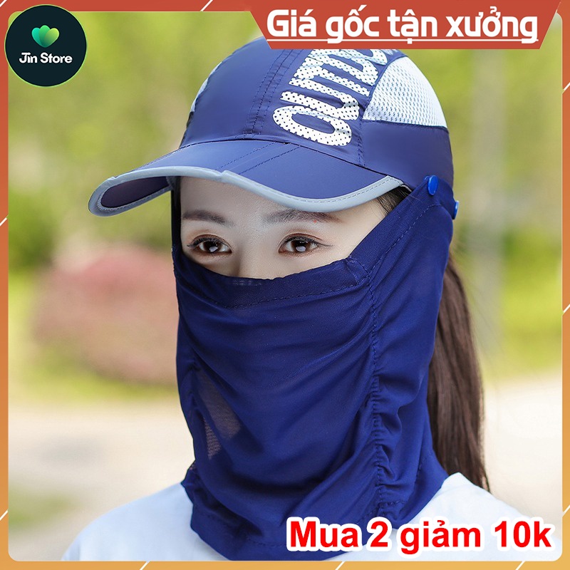 Mũ chống nắng đa năng HÀNG XỊN mũ nón lưỡi trai có khăn chống nắng, có 4 màu, có thể gập lại nhỏ gọn