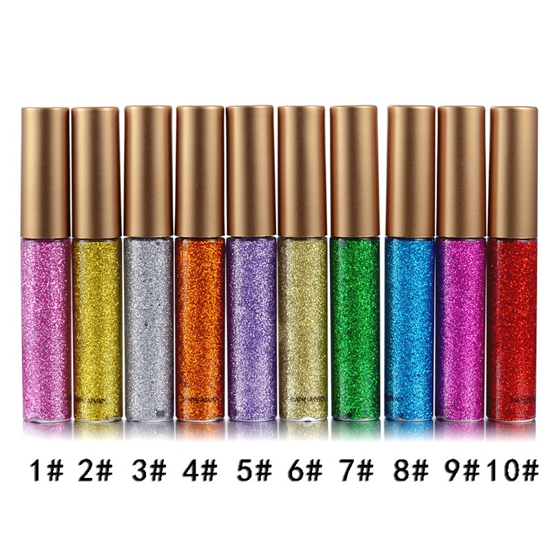 Set 10 Bút Kẻ Mắt Dạng Lỏng Handaiyan Ánh Kim Lấp Lánh Không Thấm Nước