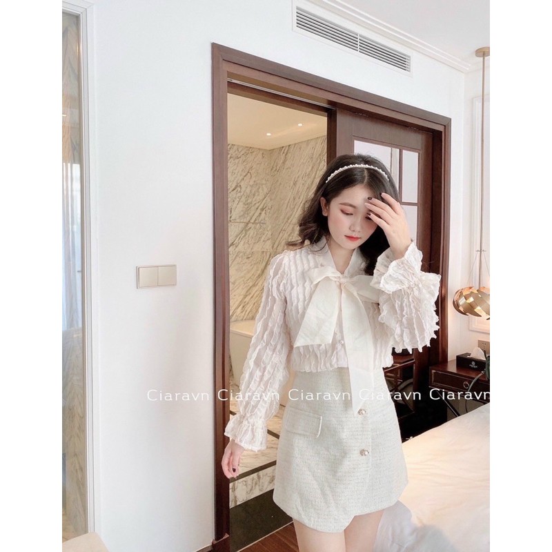Áo Ren Tiểu Thư Cổ Thắt Nơ Cao Cấp ❤️