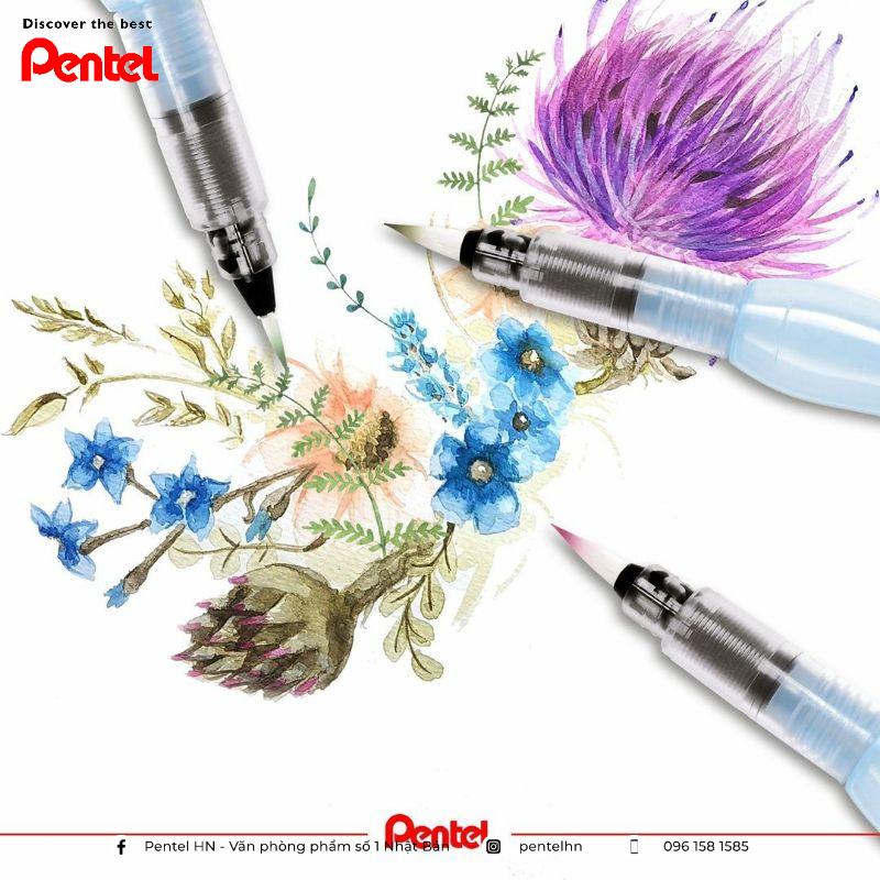 Pentel XFRH | Cọ Vẽ Màu Nước Chuyên Nghiệp | Đầu Mềm Và Dai | Thay Thế Cọ Vẽ Thông Thường| Pentel Brushpen