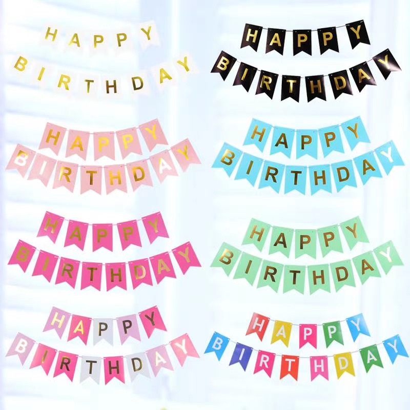 Cờ đuôi cá HAPPY BIRTHDAY (sỉ 100b - 9k)
