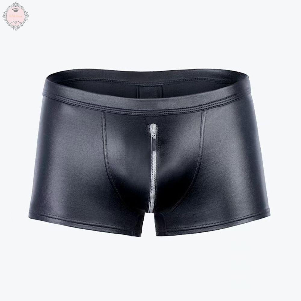 Men Boxer Briefs Boxers For Men Faux Leather Low Rise Underwear Men\'s Panties