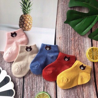 (Xả Mã 103) Set 5 đôi Tất len gấu cute cho bé, tất nhí, tất sơ sinh