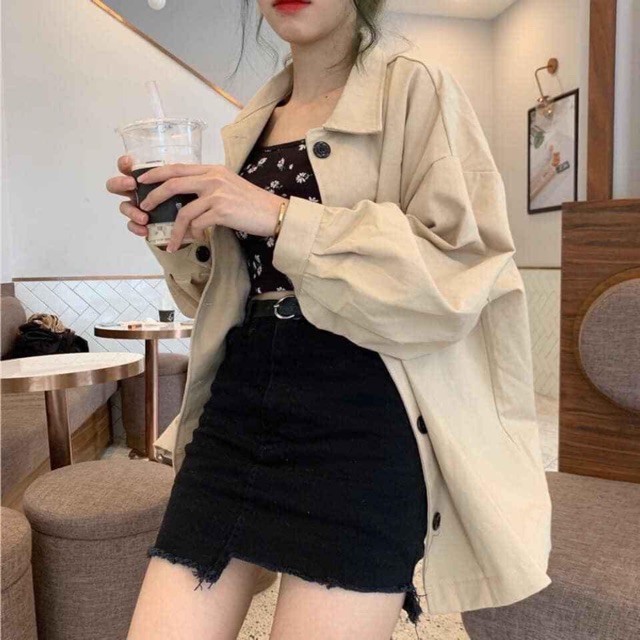 Áo khoác kaki nam nữ Basic unisex form rộng phong cách ulzzang