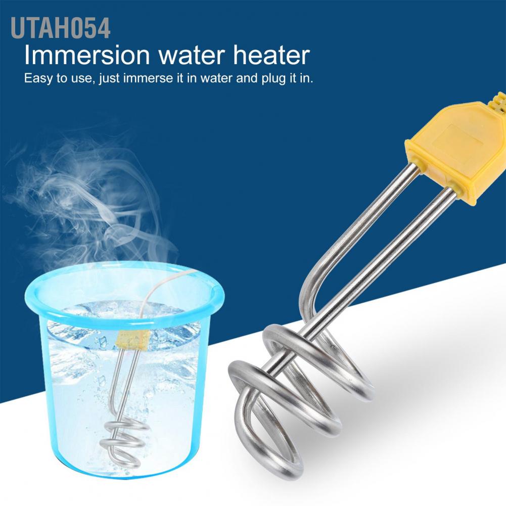 Utah054 1500W Portable Travel Floating Electric Immersion Heater Boiler for Bucket Pool Bathtub 1m