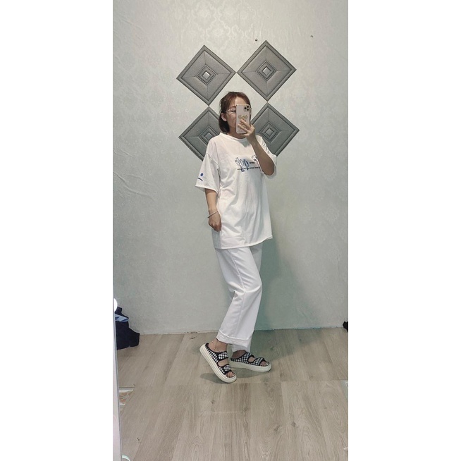 ( SALE HÓT ) Set Đồ Áo Thun Áo phông Nữ Tay Lỡ unisex Kèm Quần ống rộng Ulzzang - ZADOLA FASHION