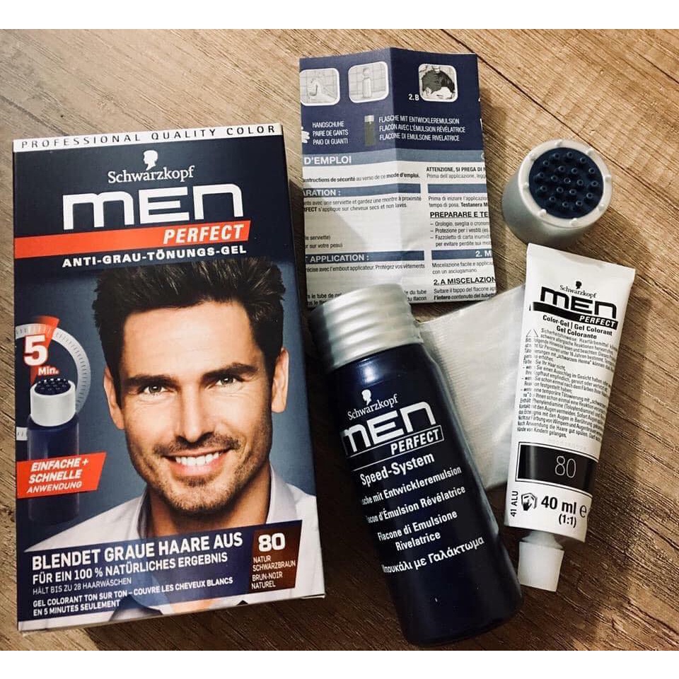 Schwarzkopf thuốc nhuộm tóc nam tự nhiên màu đen và nâu đen - Đức