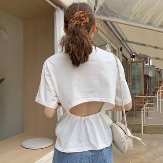 (ORDER) Áo kiểu nữ thun cộc tay khoét hở eo style retro Hàn Quốc điệu đà (MẪU _MỚI_2020)