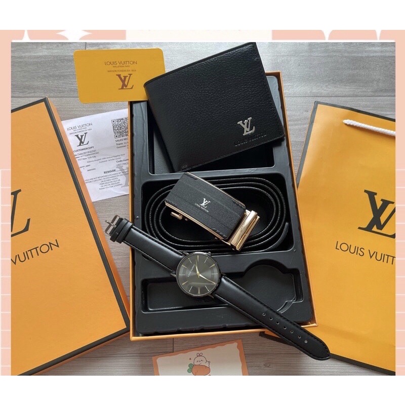 Set ví, thắt lưng, đồng hồ nam thương hiệu hàng xuất chuẩn xịn, túi giấy làm quà tặng siêu sang