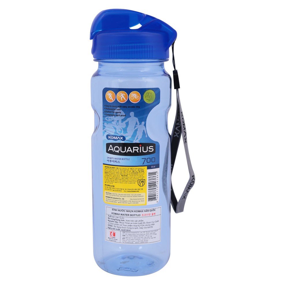 Bình nước Nhựa Tritan Aqua Komax Hàn Quốc 700ml chịu nhiệt độ từ -20 độ C đến 106 độ C