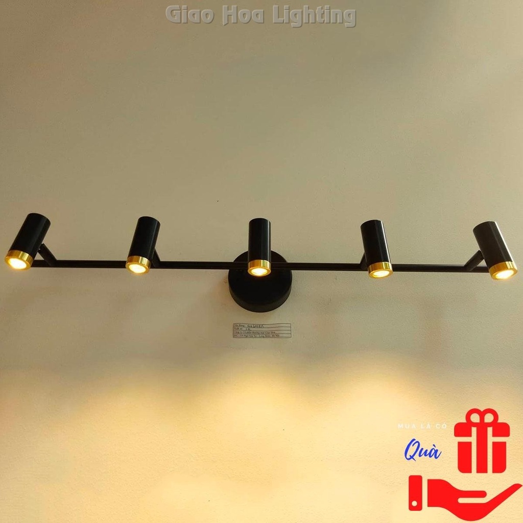 Đèn soi tranh, trang trí chiếu rọi hắt gương Led gắn tường màu đen 5 bóng sang trọng hiện đại GH6028/5