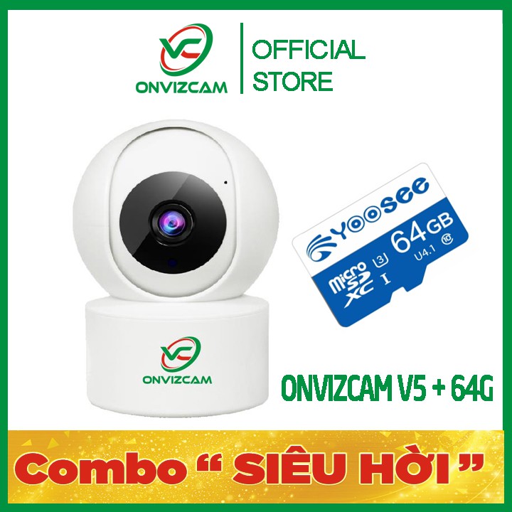 [combo sốc] Camera chính hãng ONVIZCAM V5 kết nối wifi, xoay theo người di chuyển, báo động khi có trộm đột nhập