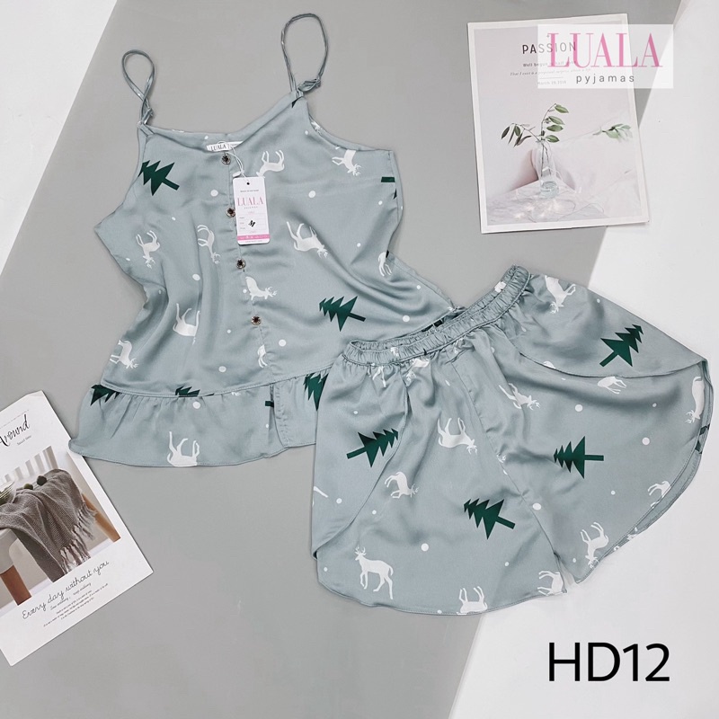 LUALA PYJAMAS Bộ Lụa Hai Dây Cúc Bèo ( Có size) | BigBuy360 - bigbuy360.vn