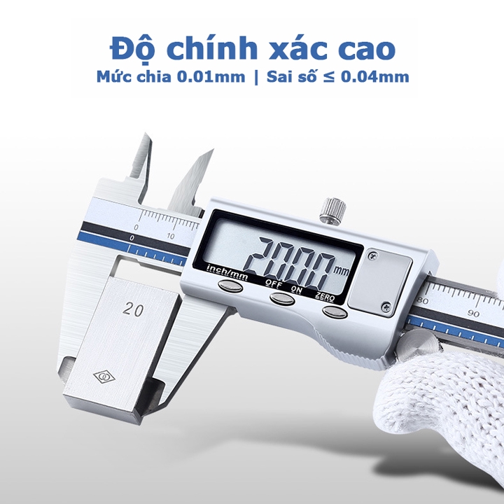 Thước kẹp điện tử thép không gỉ Syntek 150mm có logo