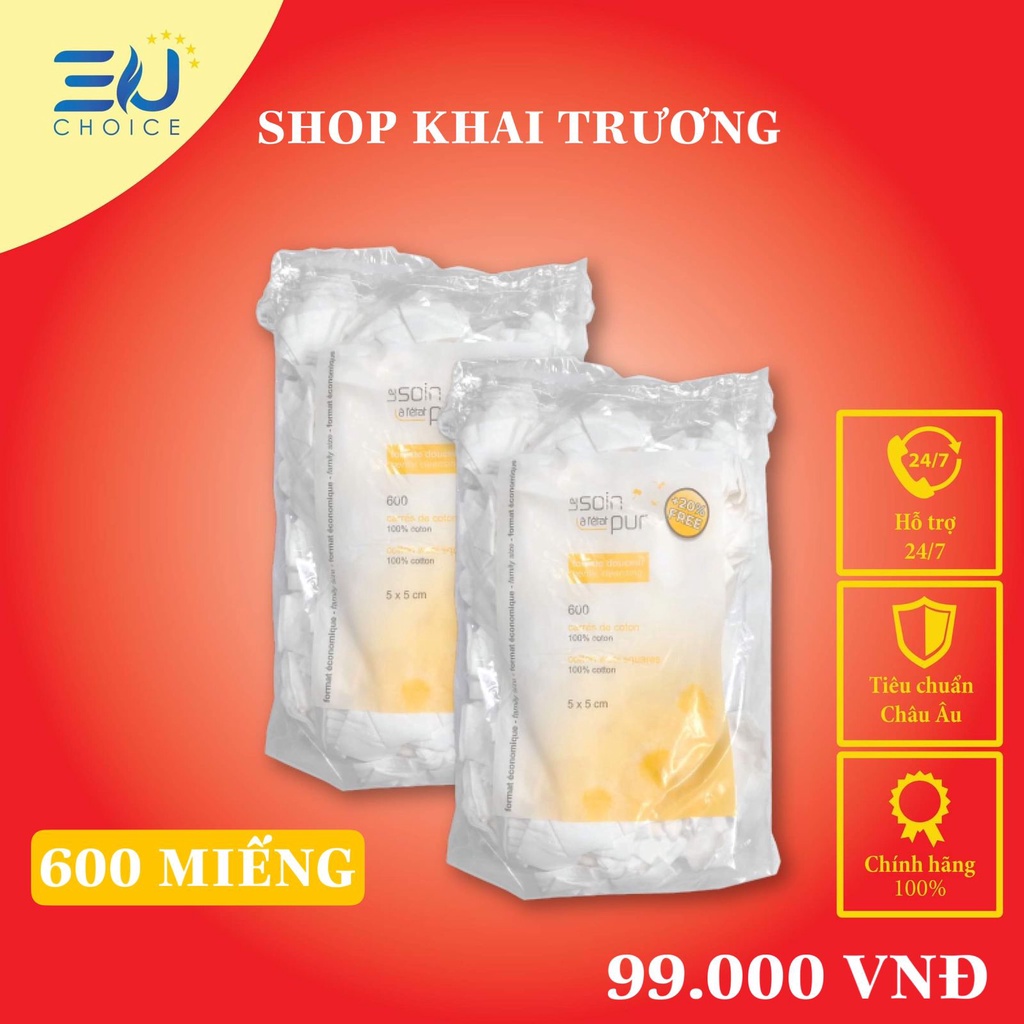 [Loại 600 miếng] Bông tẩy trang Pháp Tetra Medical