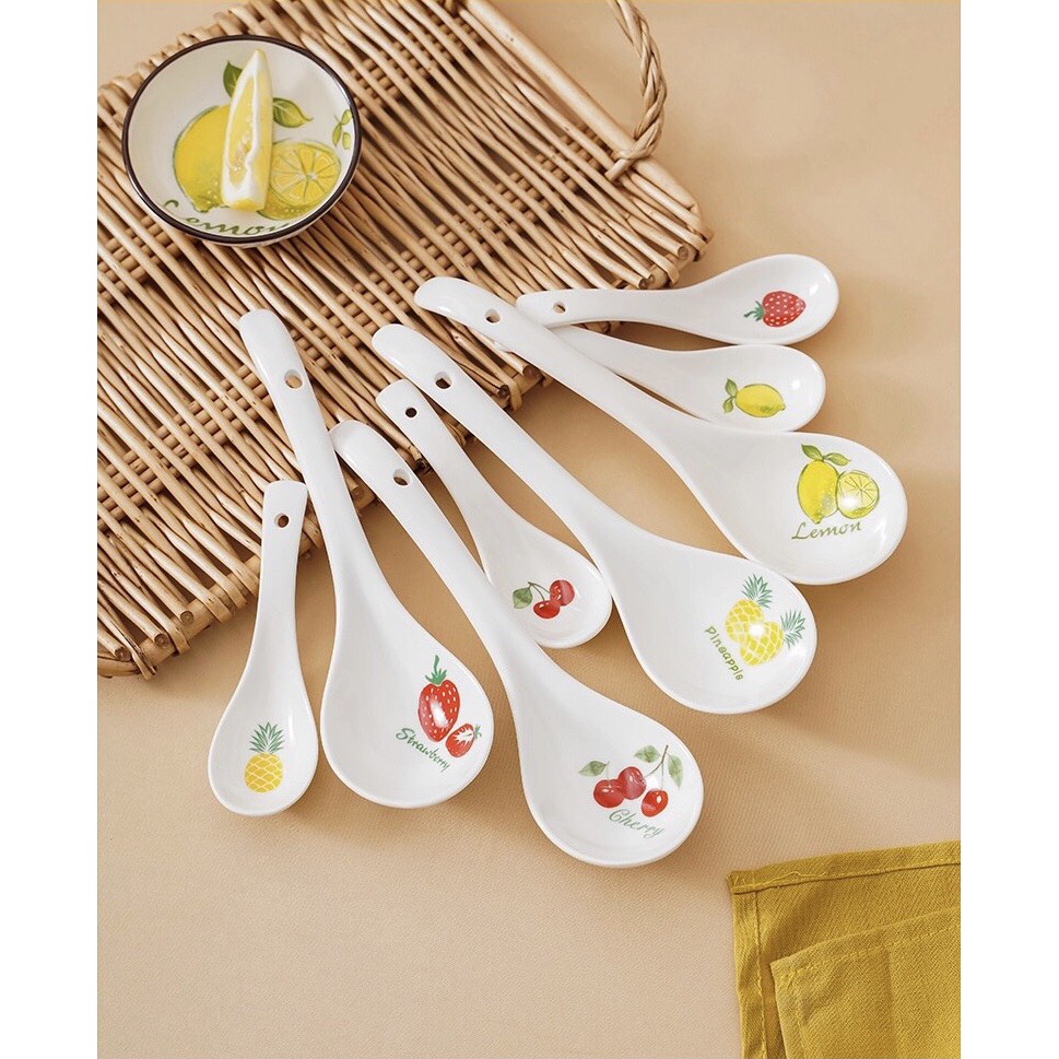 Thìa cơm,muôi canh gốm sứ Bộ bát đĩa decor siêu đáng yêu cực cao cấp