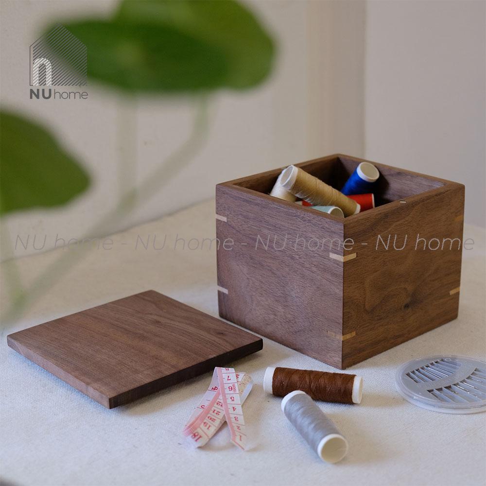 Hộp gỗ lưu trữ - Aki | nuhome.vn | hộp đựng đồ chứa đồ lặt vặt để bàn được thiết kế đơn giản bằng chất liệu gỗ cao cấp