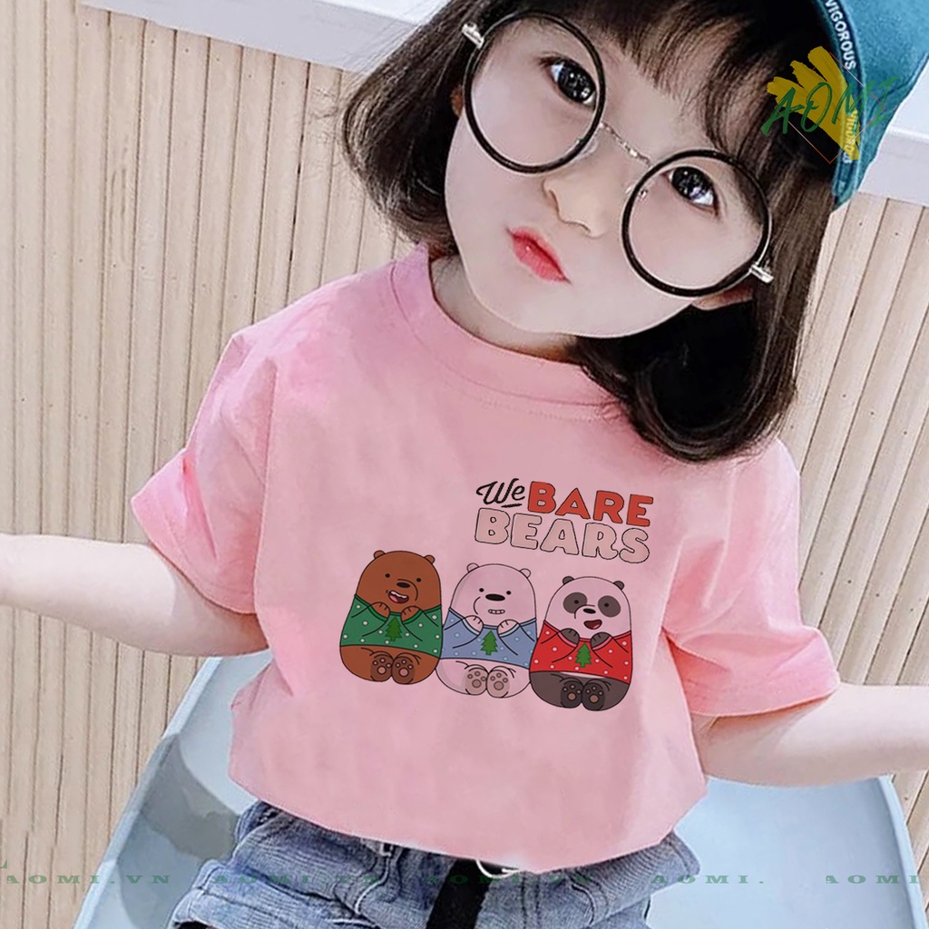 ÁO THUN Kawaii 3 chú gấu we are bear UNISEX PHÔNG HỒNG TAY NGẮN NAM NỮ GIA ĐÌNH CẶP ĐÔI SIZE TRẺ EM BÉ TRAI GÁI AOMIVN