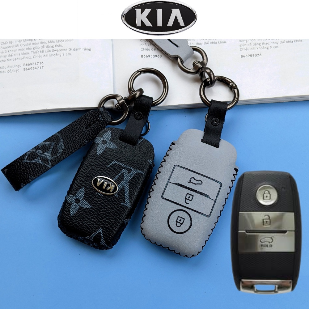 Bao Da Chìa Khóa Kia Morning, Kia Seltos,Kia Soluto,Kia Rio,Kia Cerato,Kia Optima,Kia Rondo, Sorento (KMK3 Móc A)