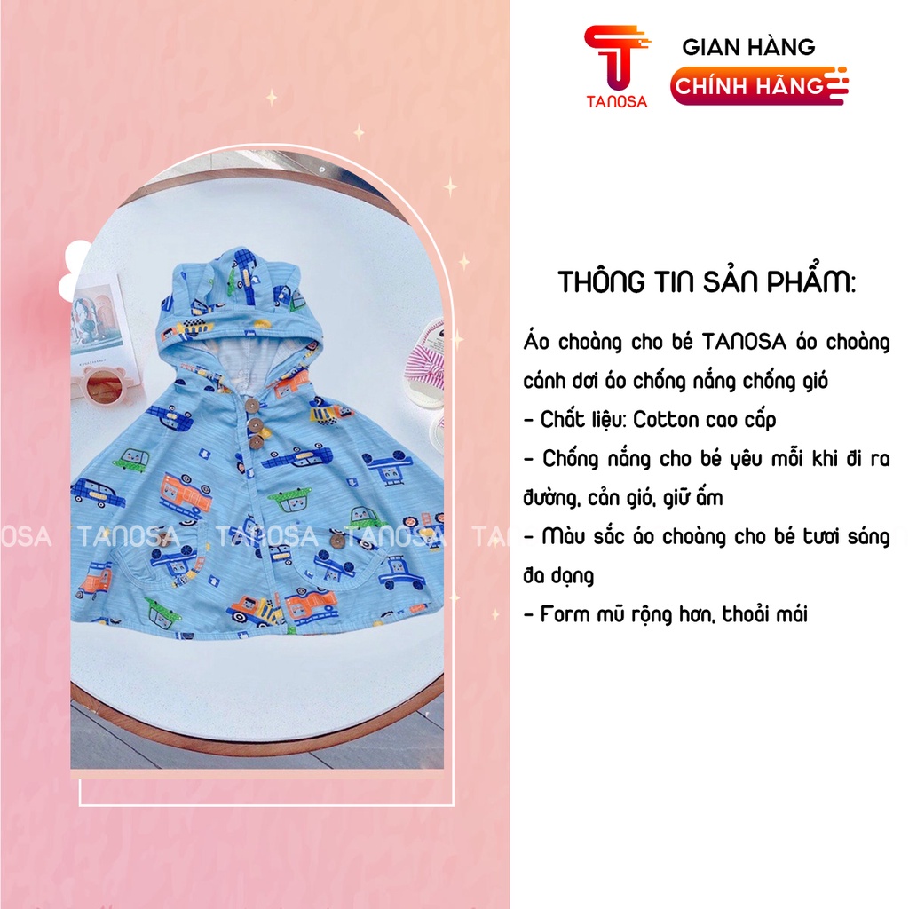 Áo choàng chống nắng cánh dơi cho bé chất liệu cotton cao cấp 4 chiều Tanosa