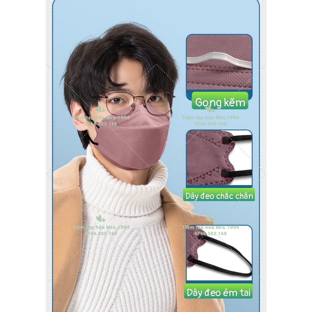 (Size 20.5cm - Seal Riêng) KHẨU TRANG MÀU PASTEL MOLANDI KF94 CAO CẤP (Túi riêng từng cái)