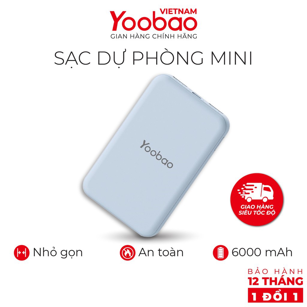 Sạc dự phòng mini 6000mAh Yoobao P6W - Hàng chính hãng - Bảo hành 12 tháng 1 đổi 1