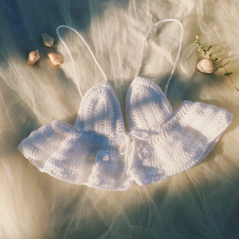 Croptop Bèo Nhún - Bra Len Móc - xanhlanhes