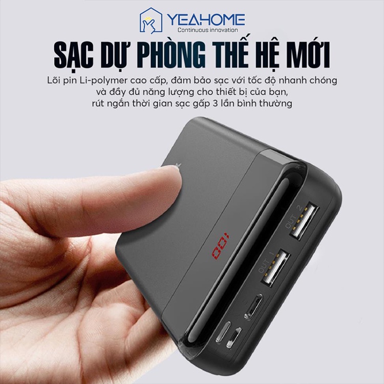 Sạc dự phòng 20000mAh Yoobao, Hỗ trợ sạc nhanh 18W, 3 INPUT &amp; 3 OUTPUT màn hình hiển thị pin cao cấp - Hàng chính hãng