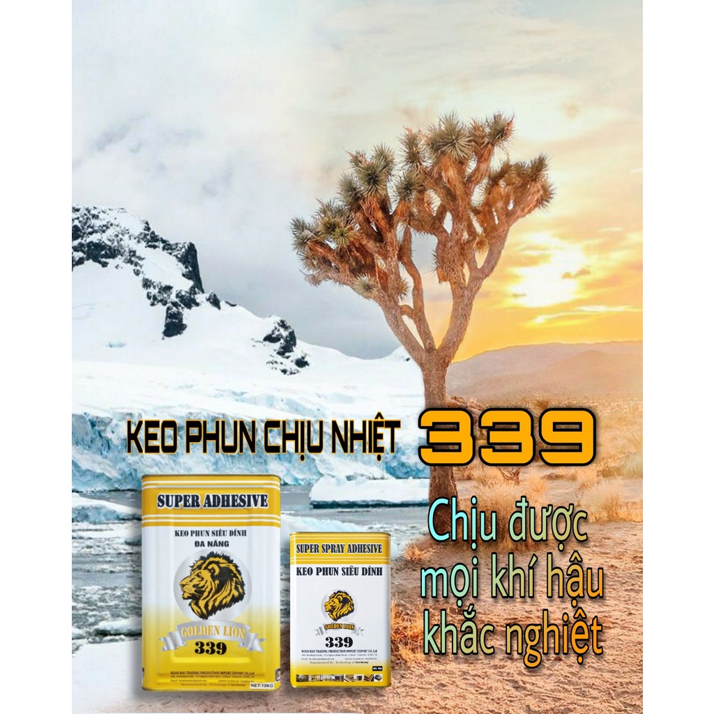 Keo phun chịu nhiệt  339 Sư Tử Vàng_ dán nội ngoại thất xe hơi, nhà cửa, công ty ,...siêu siêu dính