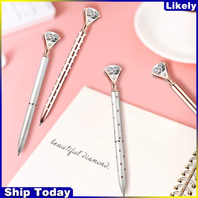Bút Bi Ngòi 1.0mm Đính Kim Cương Pha Lê Sang Trọng Cho Học Sinh/Văn Phòng