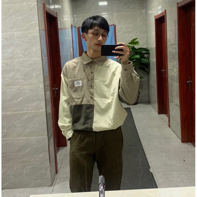 Áo sơ mi nhung tăm to mix màu Nelly