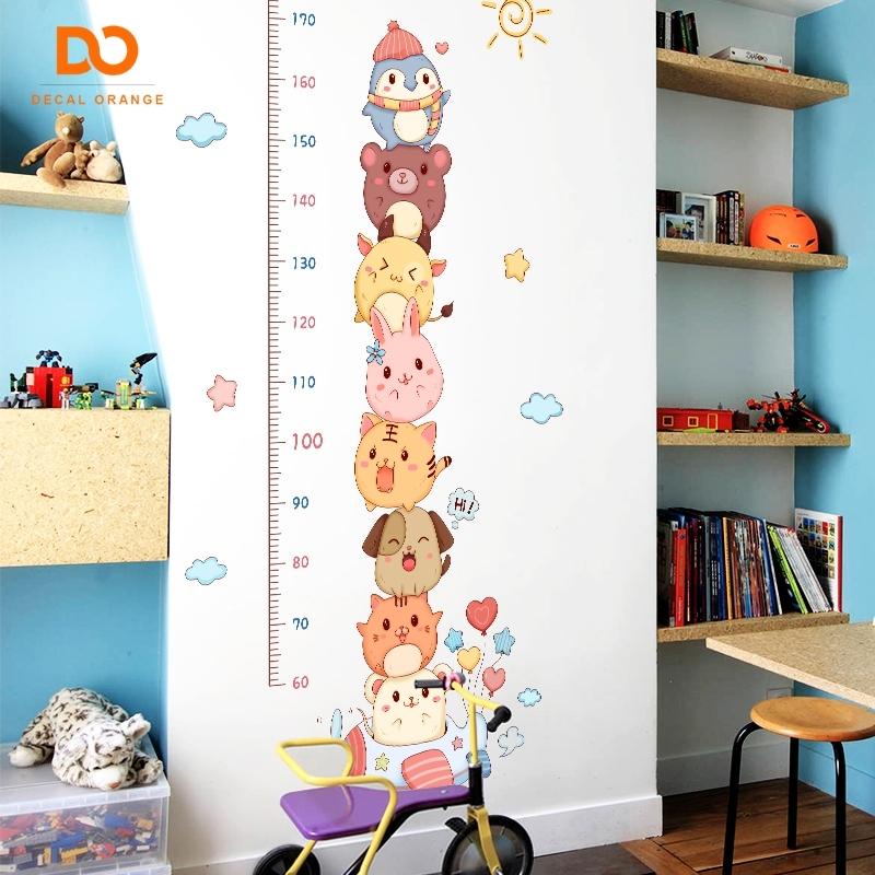 Decal dán tường thước đo chiều cao động vật dễ thương cho bé trang trí phòng ngủ dán tủ quần áo
