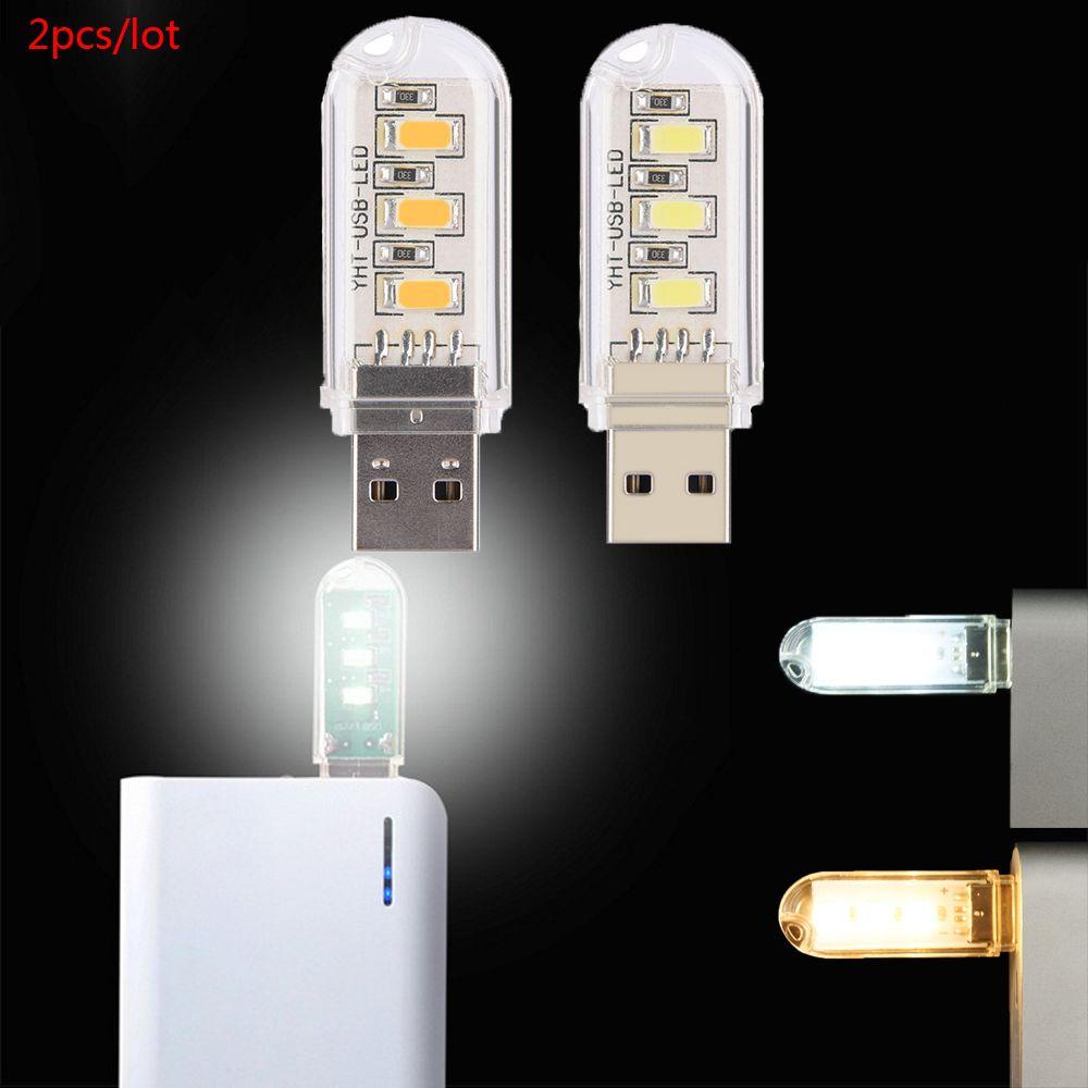 2 Đèn LED 3 Bóng 5730 SMD Cổng USB Mini Siêu Sáng
