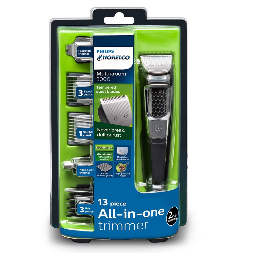 BỘ TÔNG ĐƠ CẮT TÓC TỈA RÂU PHILIPS MG3750 NEW Philips Norelco Multi Groomer 3000/MG3750