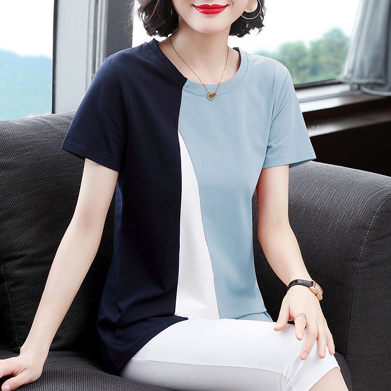 Áo Thun Tay Ngắn Dáng Rộng Thời Trang Cho Phụ Nữ Trung Niên