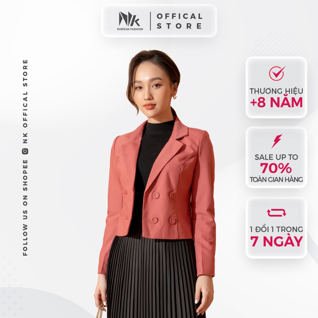 Áo Vest Công Sở Nữ NK Fashion, Thiết Kế Dáng Lửng Dài Tay Phong cách Hàn Quốc, NKFAK2109003