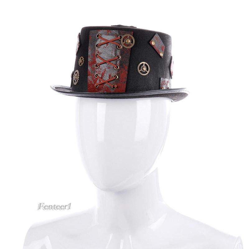 [Fenteer1] Mũ Hóa Trang Phong Cách Steampunk Cổ Điển Với Dây Và Bánh Răng