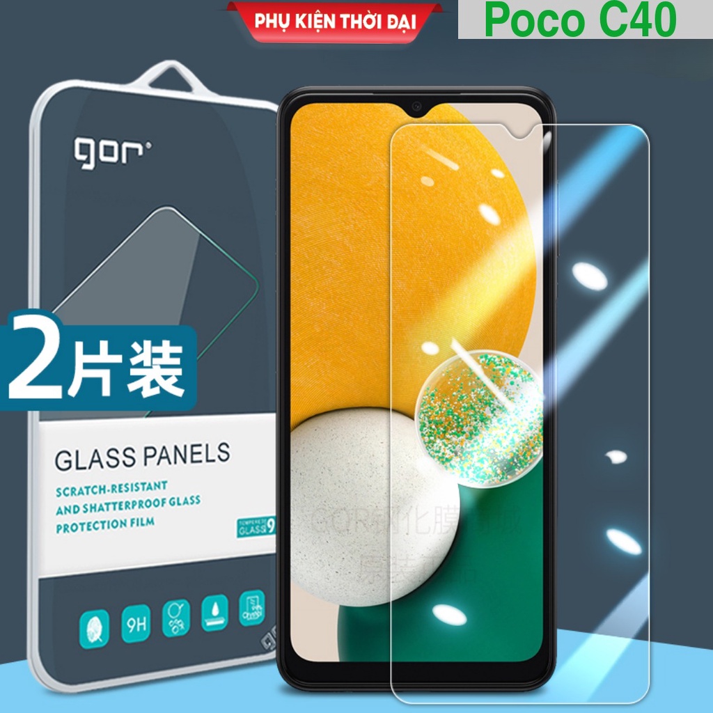 Cường lực Poco C40 hiệu Gor trong suốt trơn mượt chất kính đẹp 9H / 2.5D ( tặng keo mép )