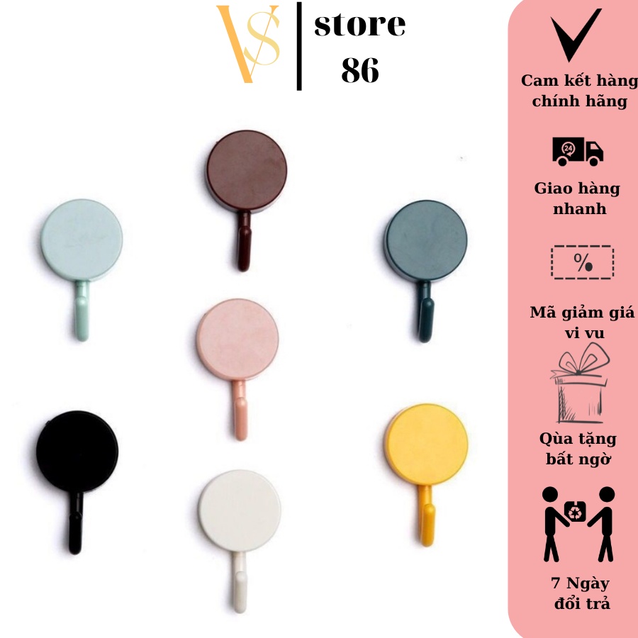 Móc nhựa tròn dán tường treo đồ vật - Gía treo trang trí decor nhà cửa tiện lợi nhiều màu sắc VS STORE