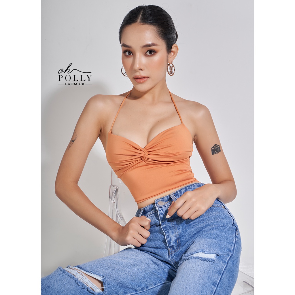 Oh Polly - Áo croptop cổ yếm cúp ngực, 2 dây hở lưng sexy