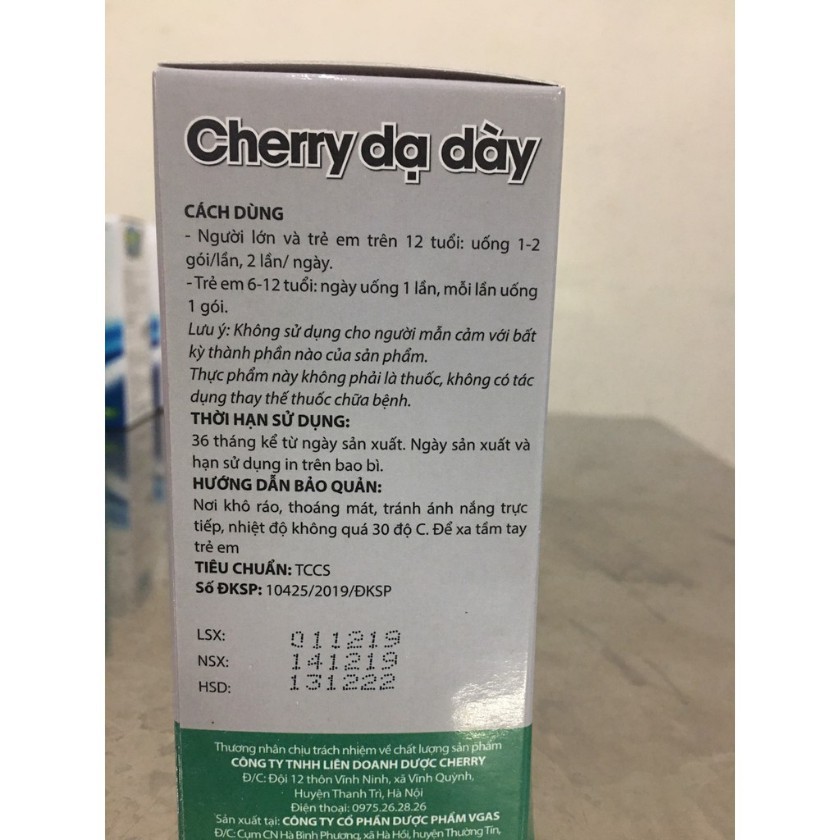 Cherry dạ dày - Bảo vệ niêm mạc dạ dày, giảm viêm loét dạ dày