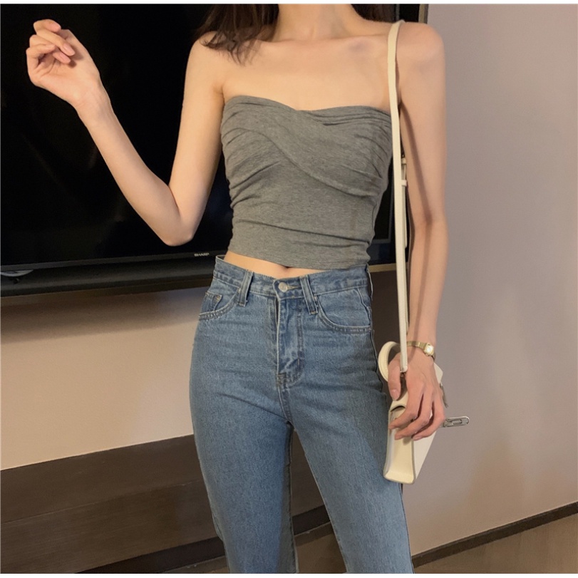 Áo Lửng Cúp Ngực Dáng Ôm Thời Trang Mùa Hè Quyến Rũ Cho Nữ