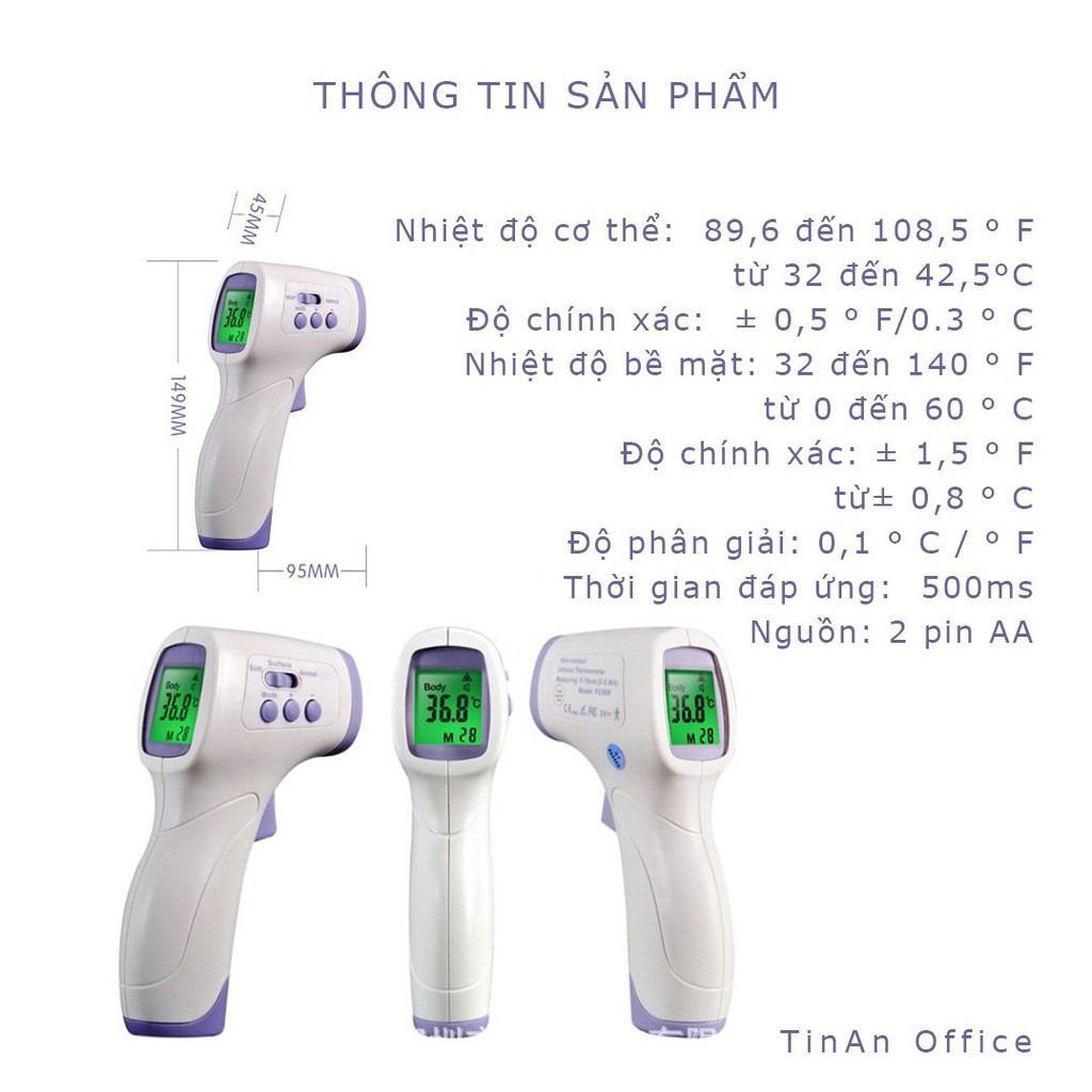 Máy Đo Thân Nhiệt Cầm Tay, Nhiệt Kế Hồng Ngoại Đa Năng Đo Trán, Đo Nhiệt Độ Phòng, Đo Nhiệt Độ Sữa, Nước