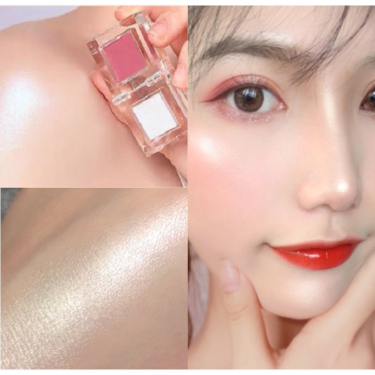 Phấn má nội địa Trung kèm highlight 2 in 1 bỏ túi sành điệu PMA01