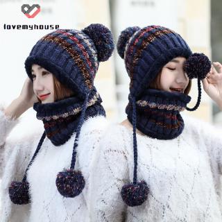Set Mũ Len+Khăn Choàng Cổ Len Thời Trang Cho Nữ