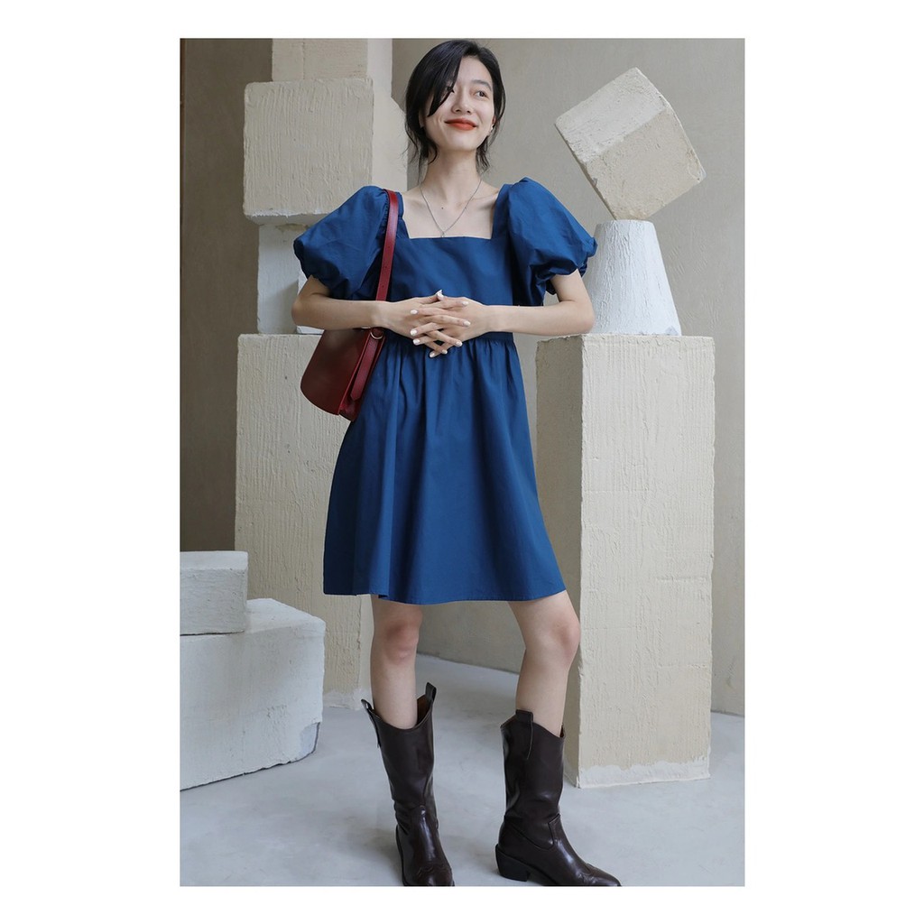 Váy nữ cổ vuông, đầm váy dự tiệc, đi chơi