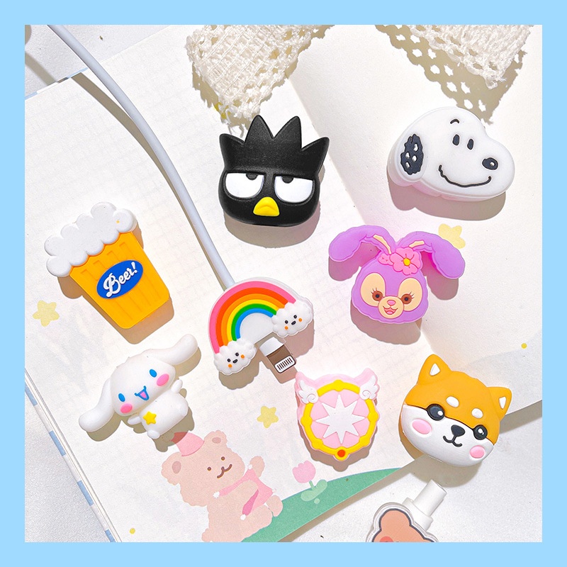 Phụ kiện bảo vệ dây cáp sạc cổng USB kiểu hoạt hình đáng yêu tiện dụng