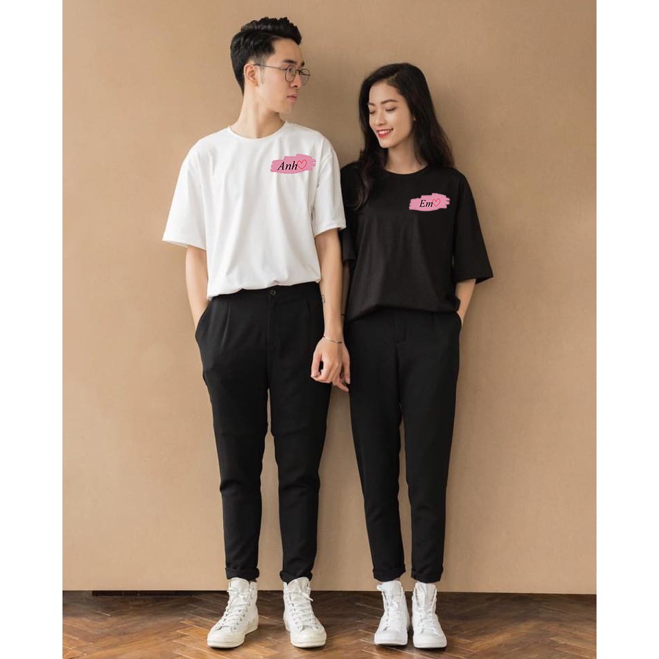 [Giảm Giá Sốc] ÁO CẶP ĐỒ ĐÔI 👉FREESHIP👈 Mẫu phông Tay Lỡ Unisex Nam Nữ Trắng Đen - icon ANH EM