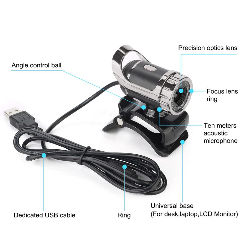 Webcam kỹ thuật số cổng USB xoay 360 độ có kẹp gắn micro cho máy tính PC laptop TV Box | BigBuy360 - bigbuy360.vn