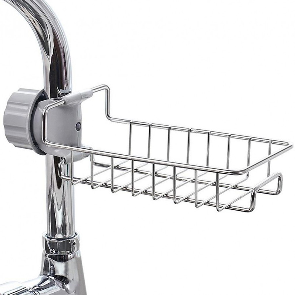 Kệ Khay Inox Gắn Vòi Để Miếng Rửa Bát Chén Đa Năng , Giá Treo Vòi Inox